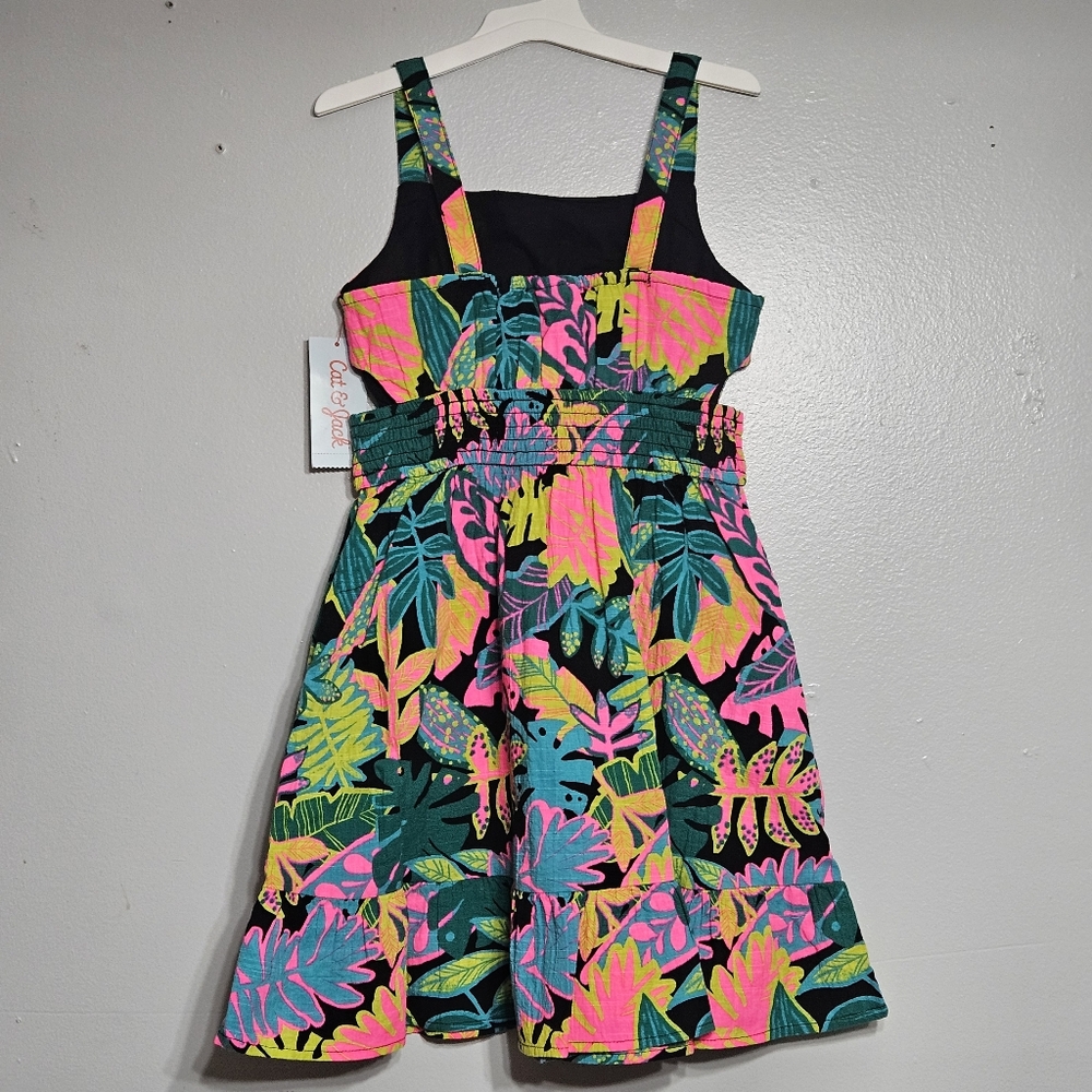 Cat and Jack Girl's  Sleeveless Tropical Print Dress - Picture 2 of 14